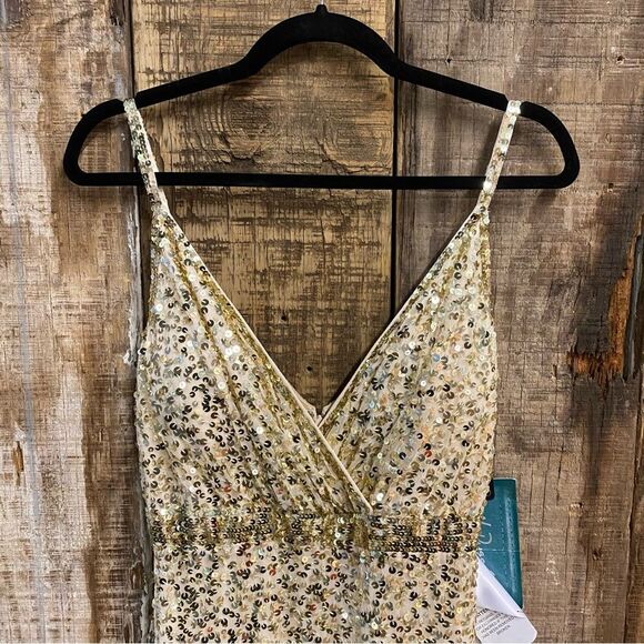 Mac Duggal 5055 Glittering Gold Evening Dress sequin train gown maxi mermaid 8 - Picture 11 of 11